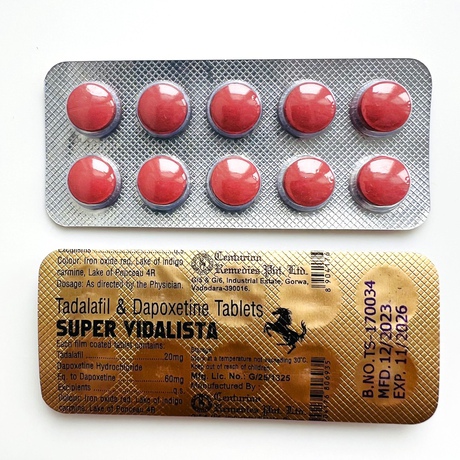 Фото 2 - Super Vidalista tadalafil+dapoxetine (Тадалафіл 20мг + Дапоксетин 60мг) 10табл